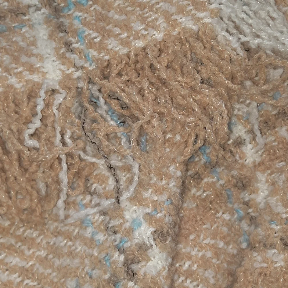 IRISH ALPACA Fringe Plaid Poncho Cape Sweater BOYNE VALLEY WEAVERS Tan Blue OS - Picture 9 of 10